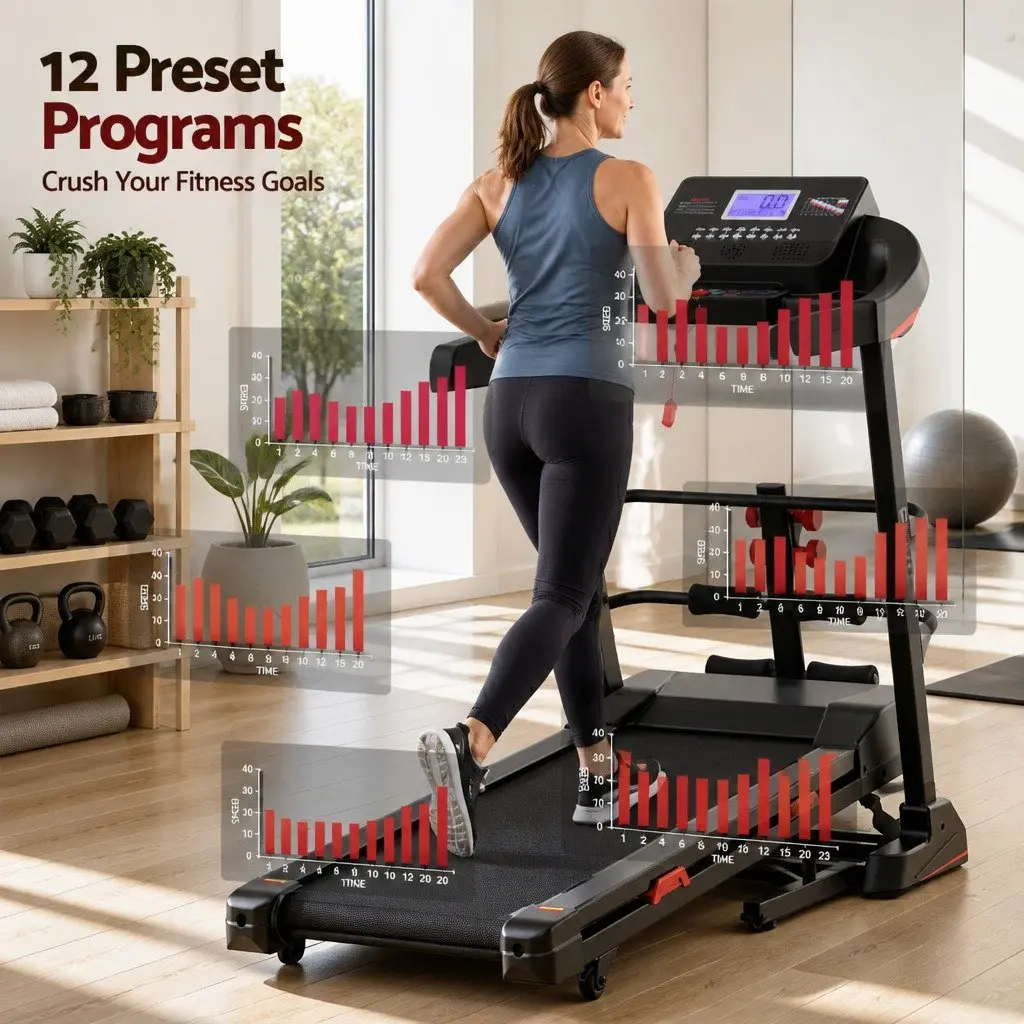 Electric Treadmill Black Home Gym Fitness Machine with Sit-Up Bar Automatic Incline Heart Rate Monitor