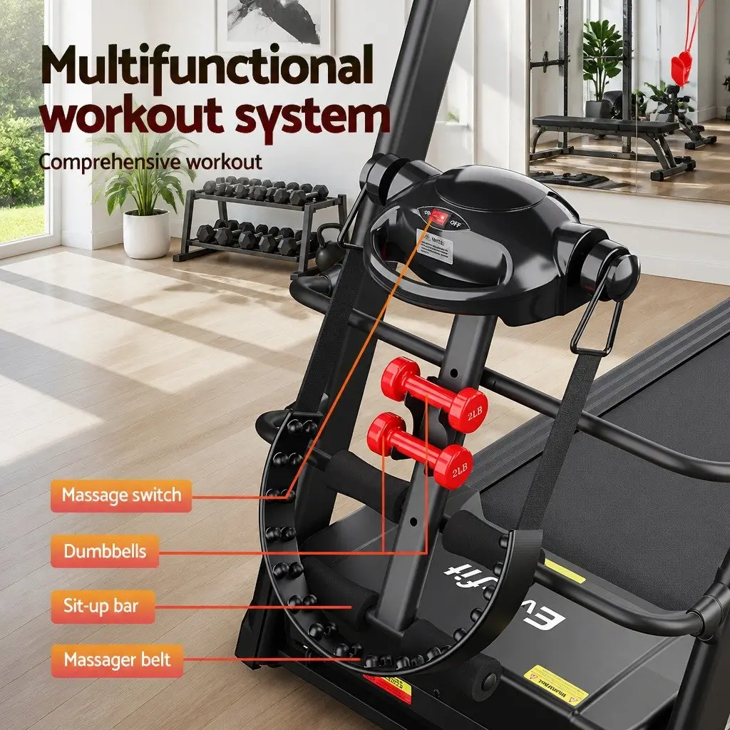 Electric Treadmill Black Foldable High-Strength Composite Running Board with Massager Belt