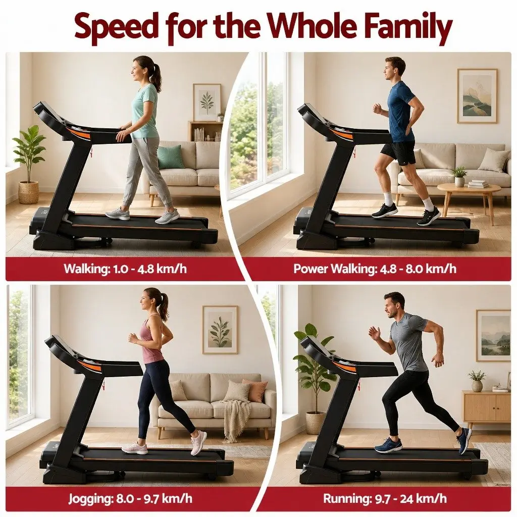 Electric Treadmill Black Auto Incline 12 Programs Home Fitness Exercise Machine
