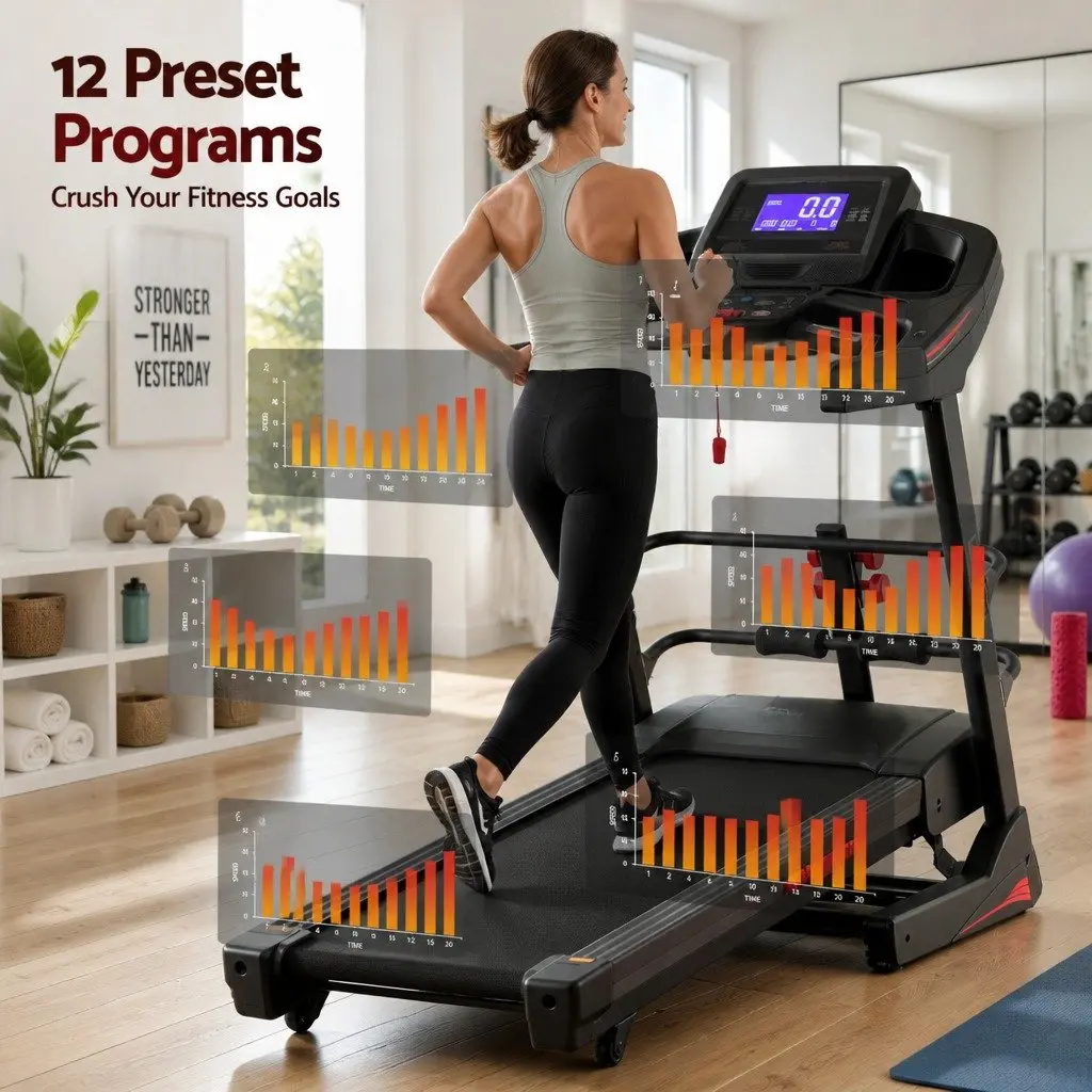 Electric Treadmill Black 480mm Belt Home Gym Fitness Machine with Sit Up Bar