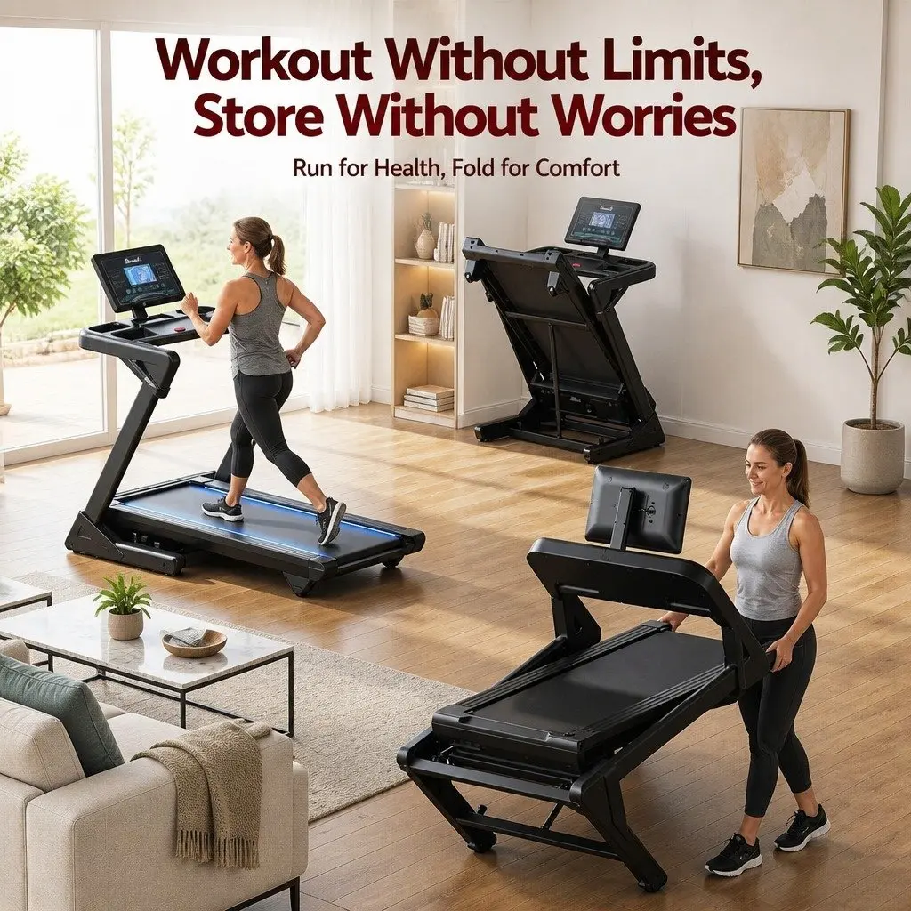 Foldable Treadmill Black 500mm Wide Belt Auto Incline Home Gym Electric Machine