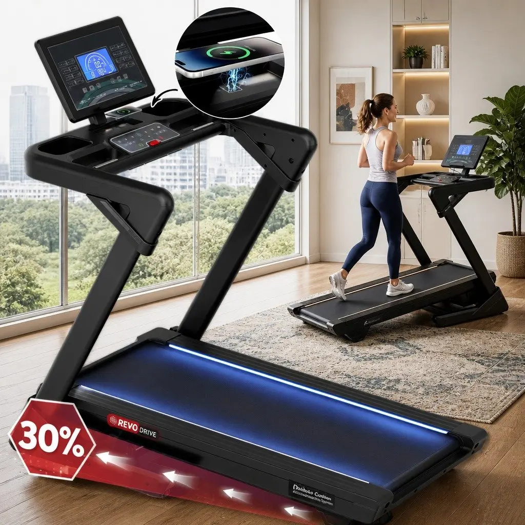 Foldable Treadmill Black 500mm Wide Belt Auto Incline Home Gym Electric Machine