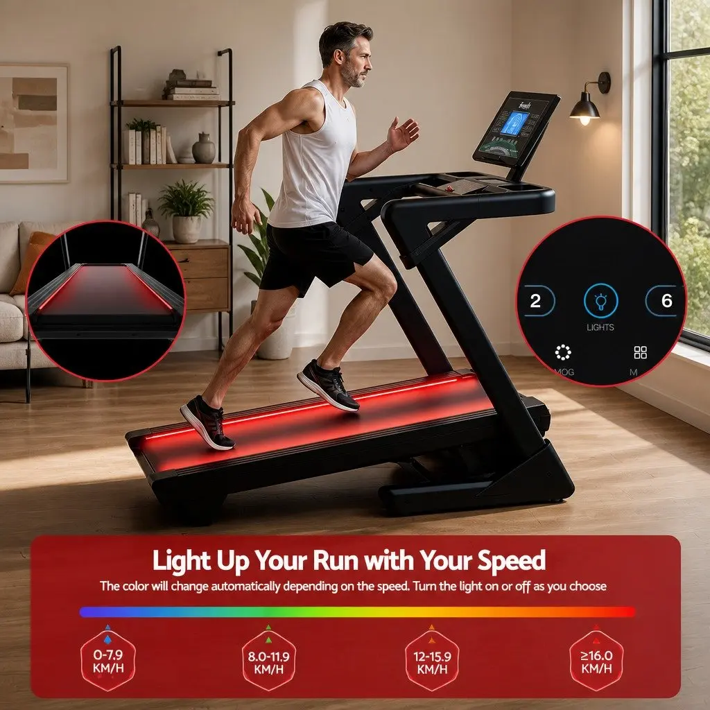 Foldable Treadmill Black 500mm Wide Belt Auto Incline Home Gym Electric Machine