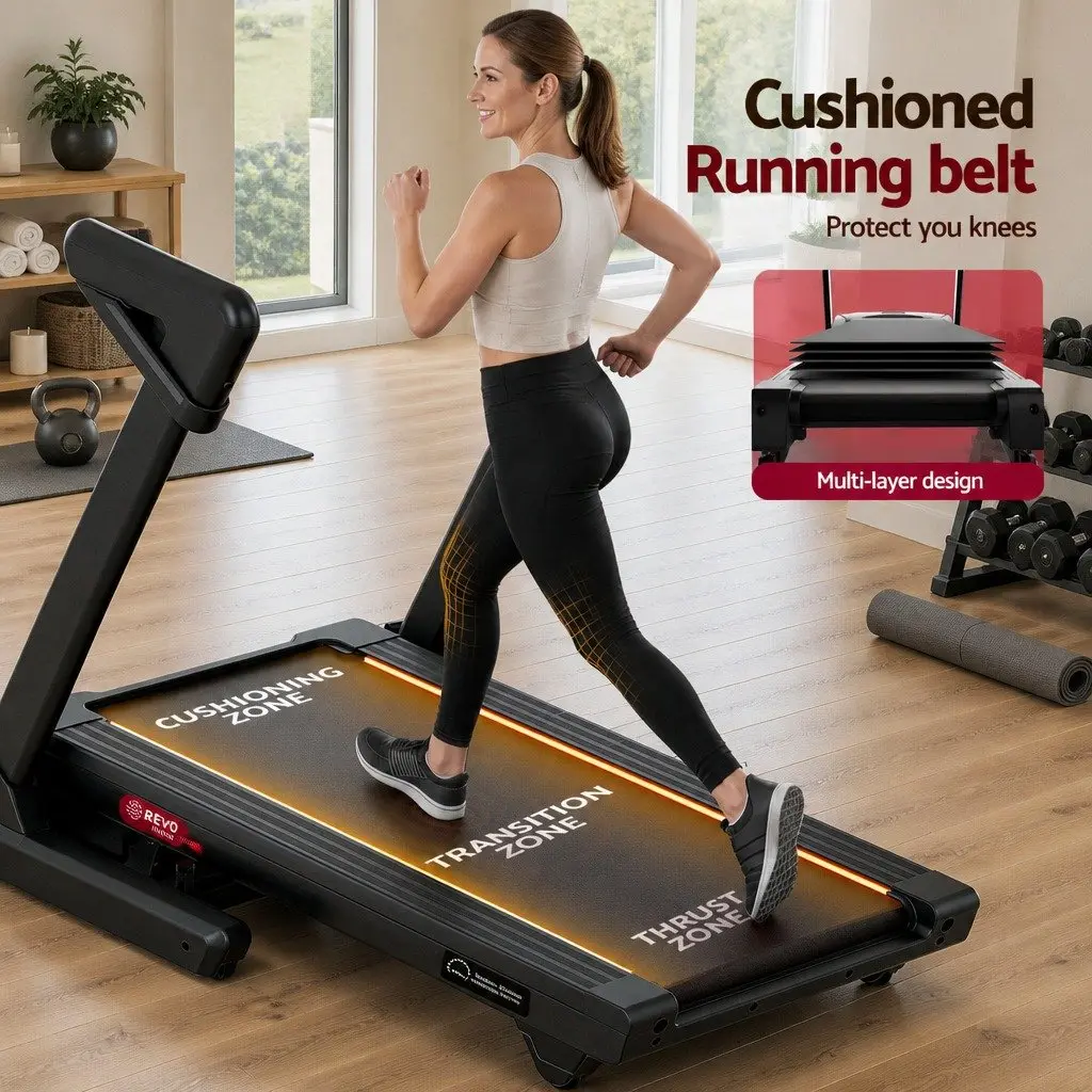 Foldable Treadmill Black 500mm Wide Belt Auto Incline Home Gym Electric Machine