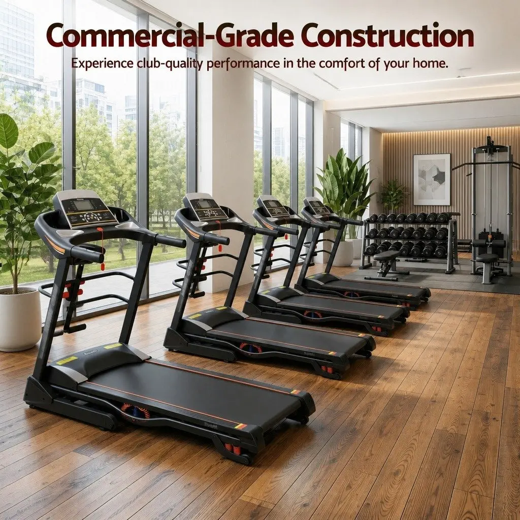 Electric Treadmill Black Compact 18 Speed LCD Display with Massage Belt and Multifunctional Accessories