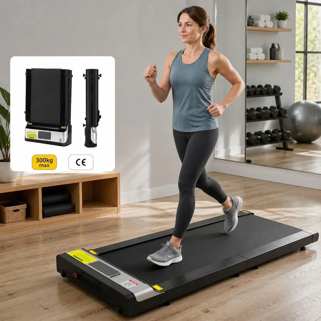 Electric Walking Pad Under Desk Treadmill Foldable Home Gym Fitness Black