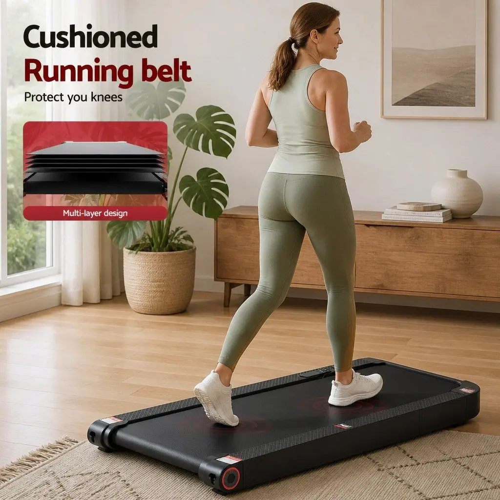 4-in-1 Treadmill Black Compact Under Desk Home Gym Machine with Vibration Mode