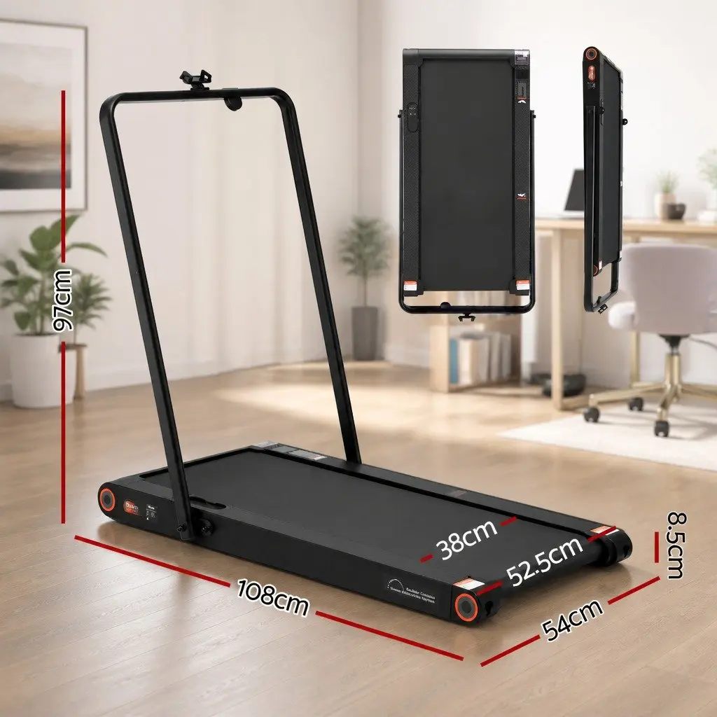 4-in-1 Walking Pad Treadmill Foldable Under Desk Home Gym Cardio Machine Black
