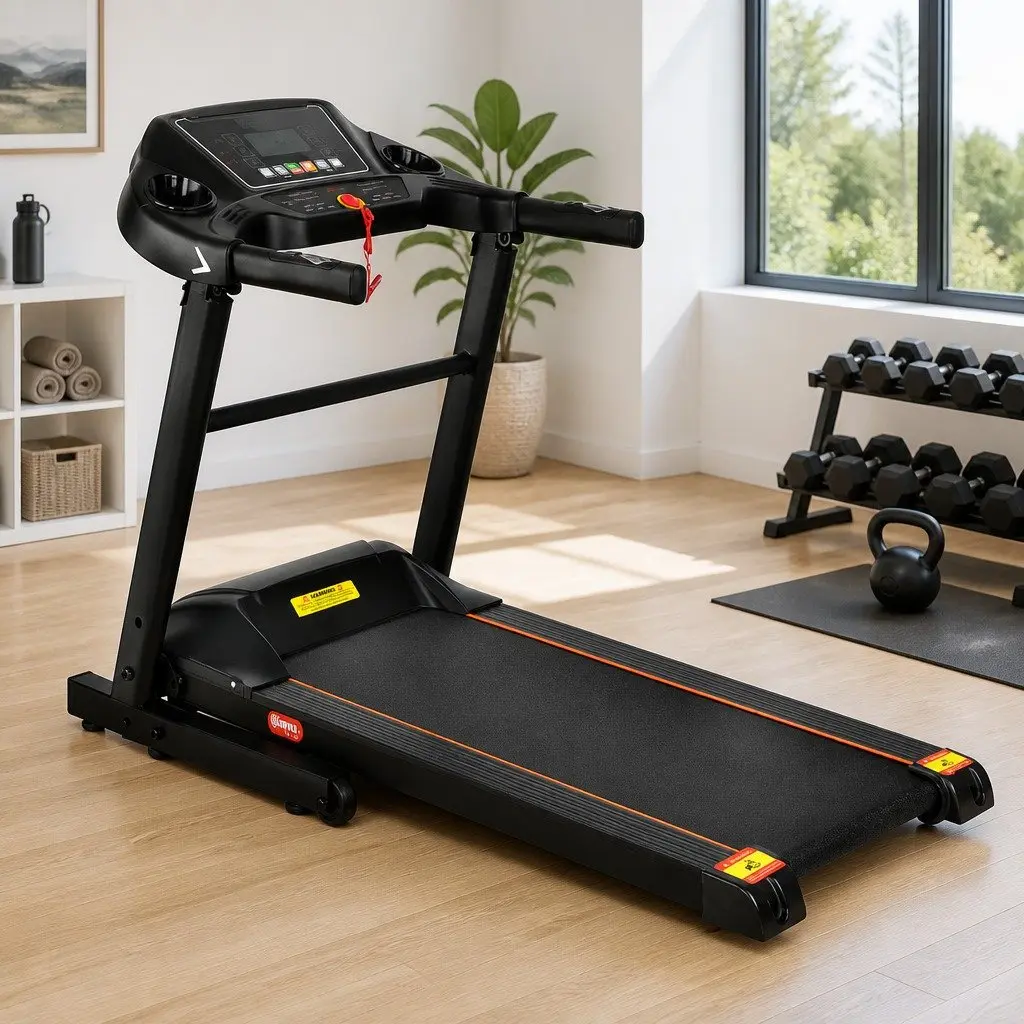 Electric Treadmill Black Foldable Home Gym Fitness Machine 12 Programs 12 Speed Levels