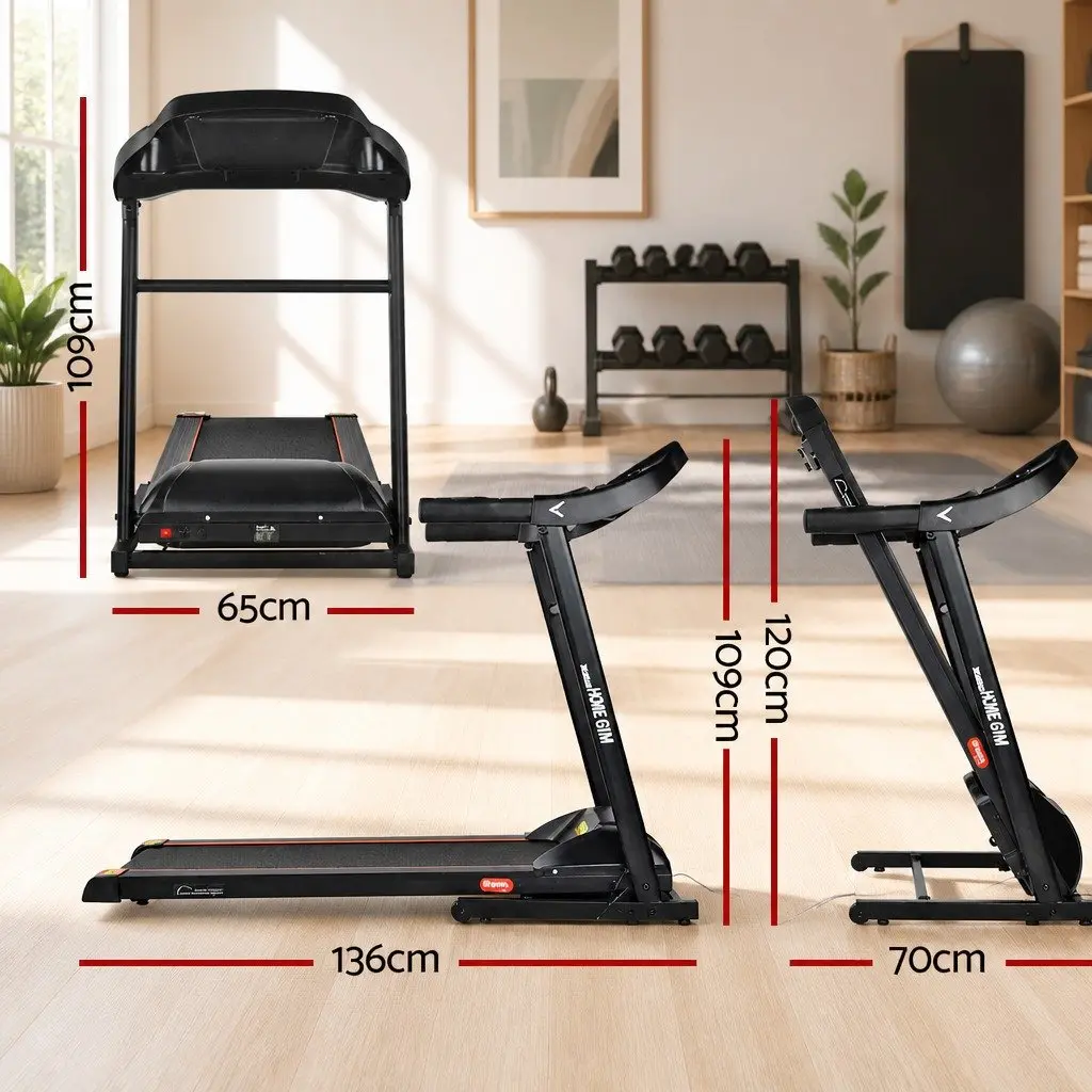 Electric Treadmill Black Foldable Home Gym Fitness Machine 12 Programs 12 Speed Levels