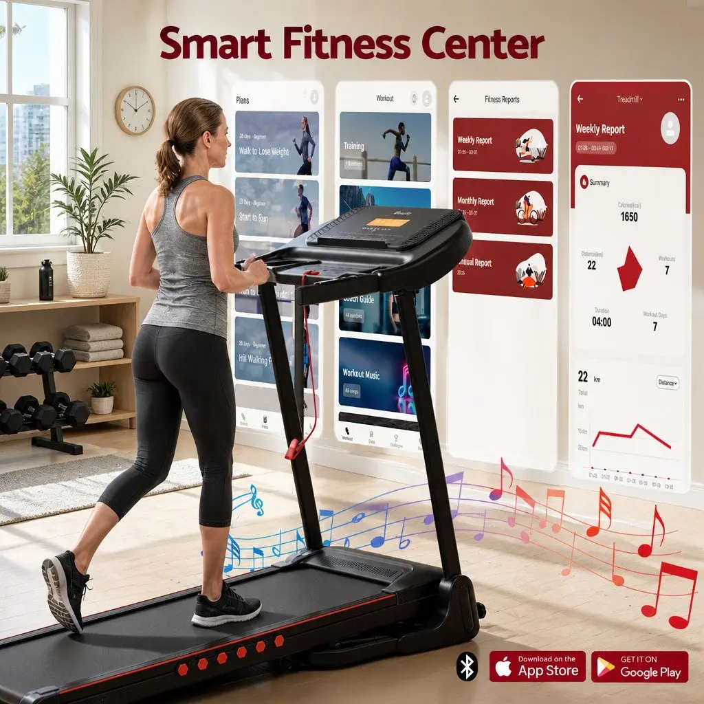 Electric Treadmill Black Foldable 390mm Cushioned Running Belt 16km/h Incline