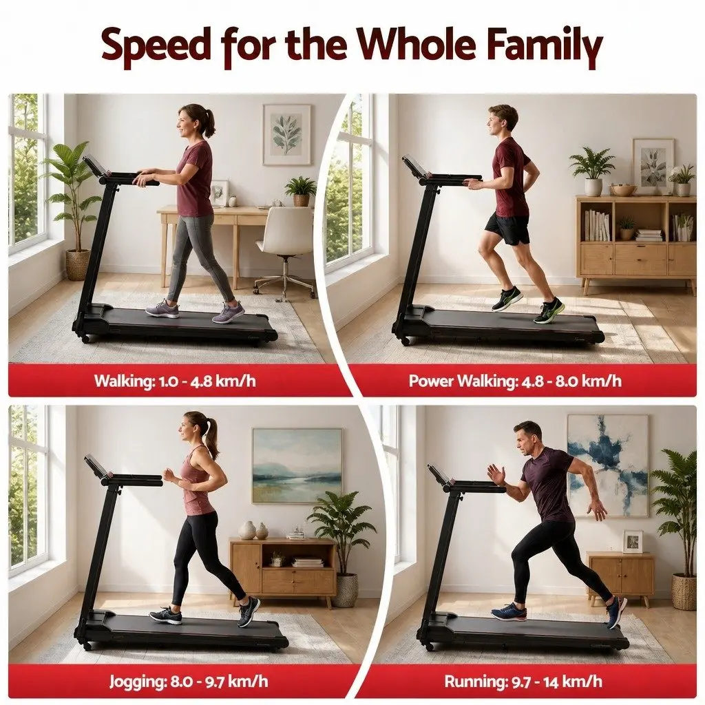 Electric Treadmill Black Foldable 2-Level Incline Shock-Absorption Running Belt