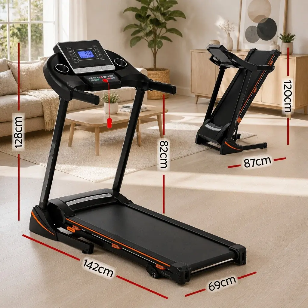 Electric Treadmill Black Foldable 18 Speed 12 Programs