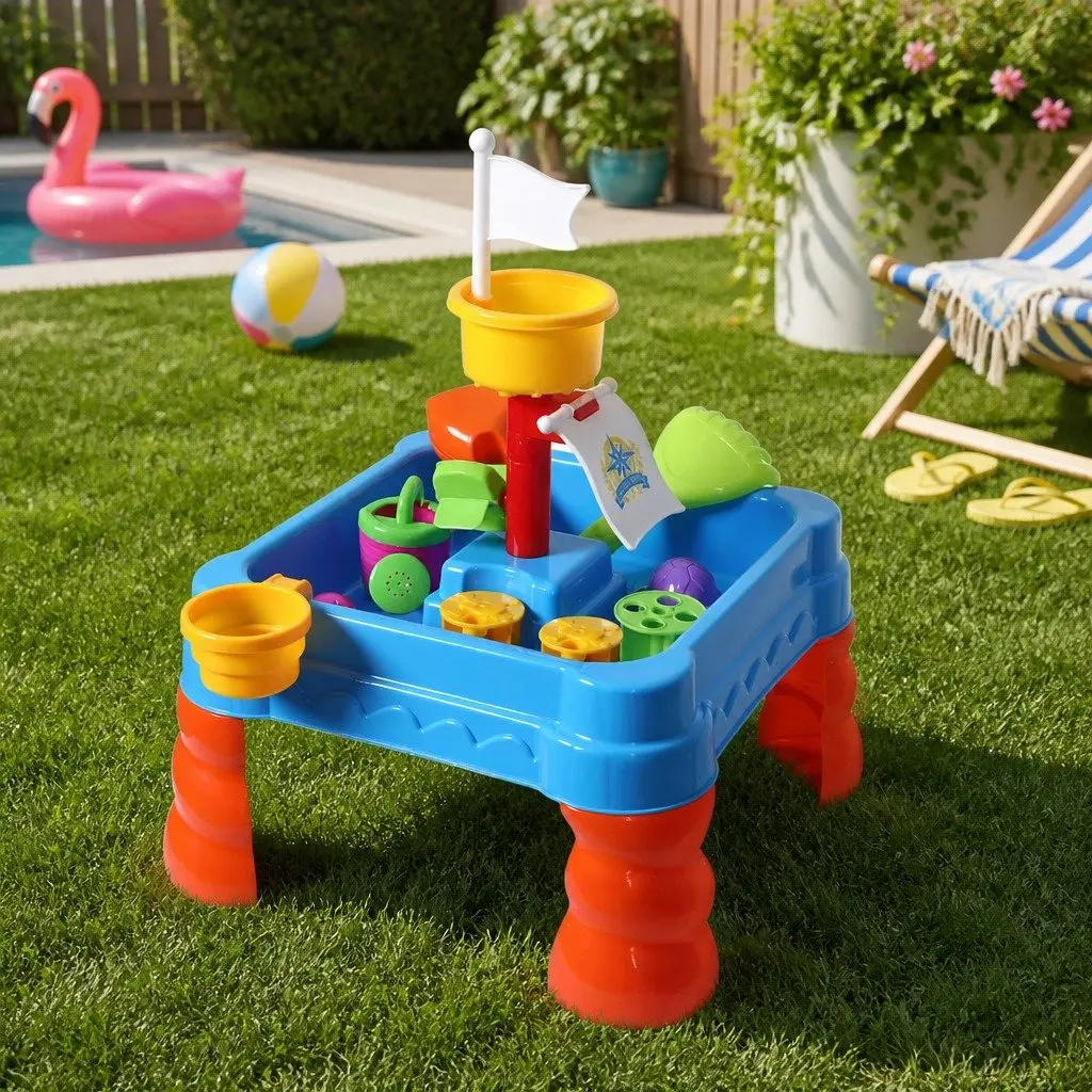 Kids Sand Water Play Table Multi-colour 40cm 2-In-1 Activity Toy for Outdoor Indoor Play