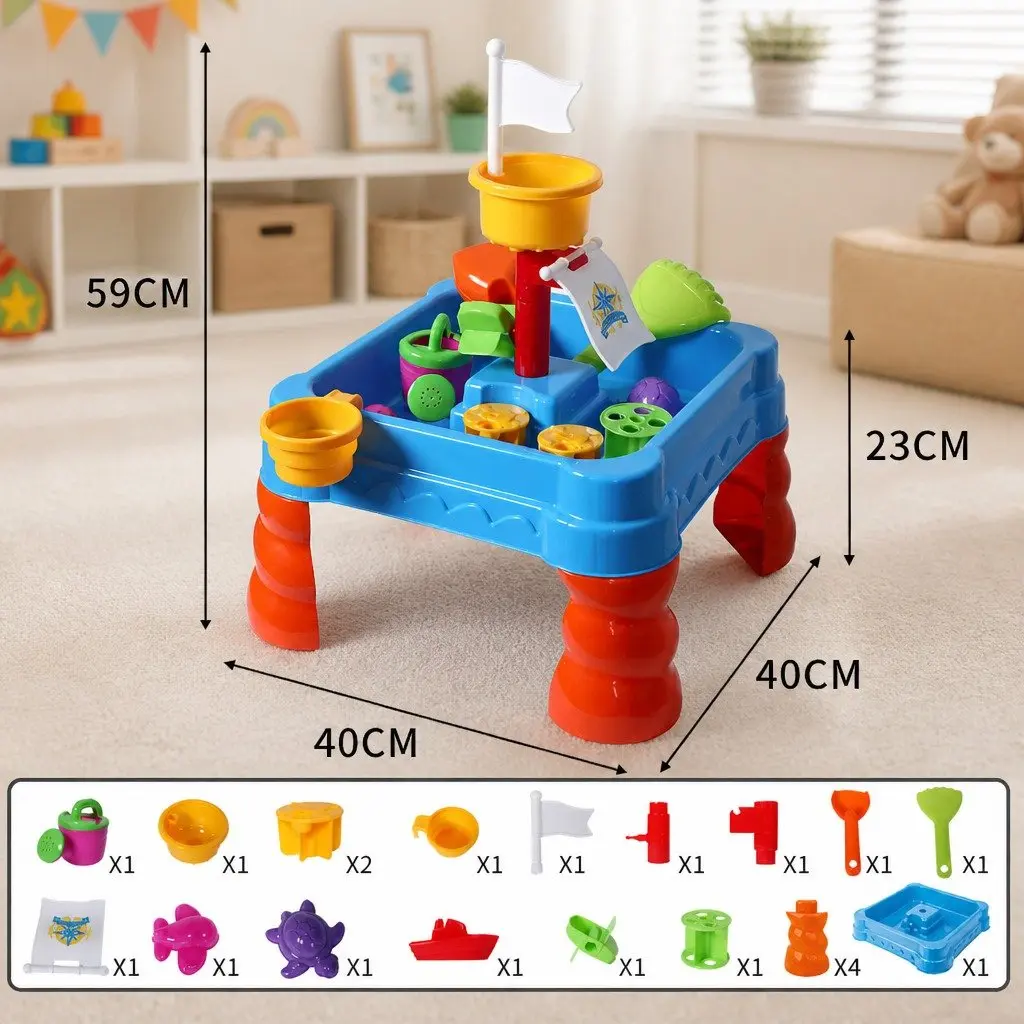Kids Sand Water Play Table Multi-colour 40cm 2-In-1 Activity Toy for Outdoor Indoor Play