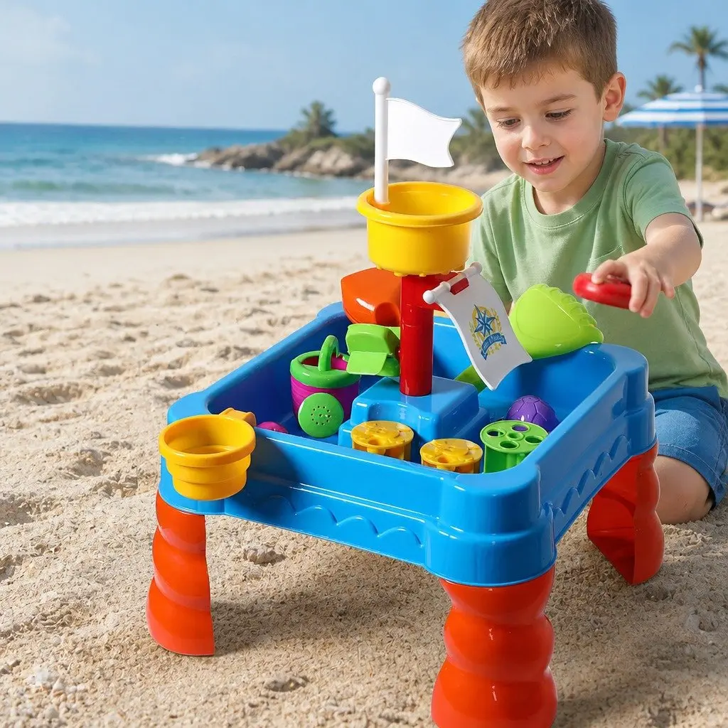 Kids Sand Water Play Table Multi-colour 40cm 2-In-1 Activity Toy for Outdoor Indoor Play