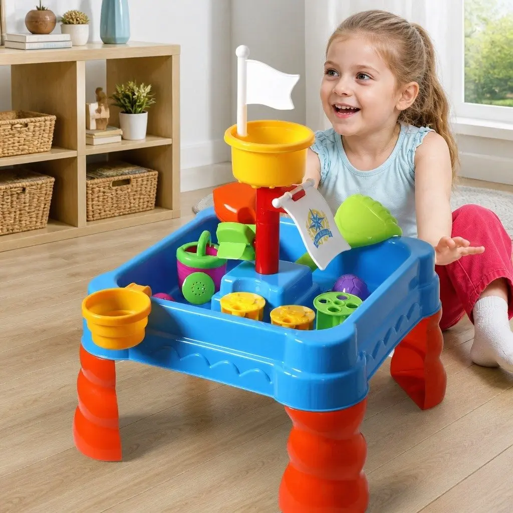 Kids Sand Water Play Table Multi-colour 40cm 2-In-1 Activity Toy for Outdoor Indoor Play