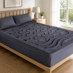 3-Zone Pillowtop Mattress Topper Double Bed Charcoal Microfibre Washable Pain