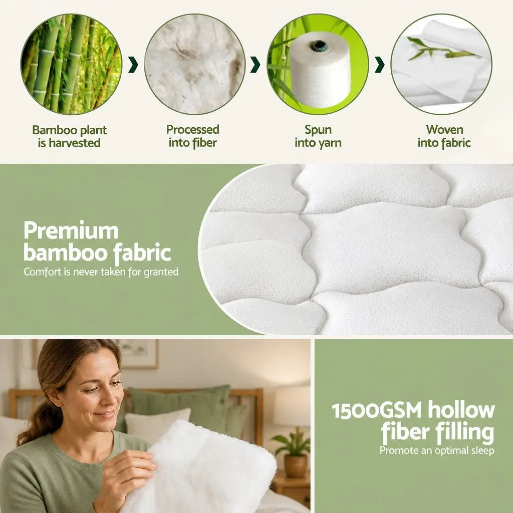 Pillowtop Mattress Topper 11cm Thick Bamboo Pad King Single Bed Cover Deep