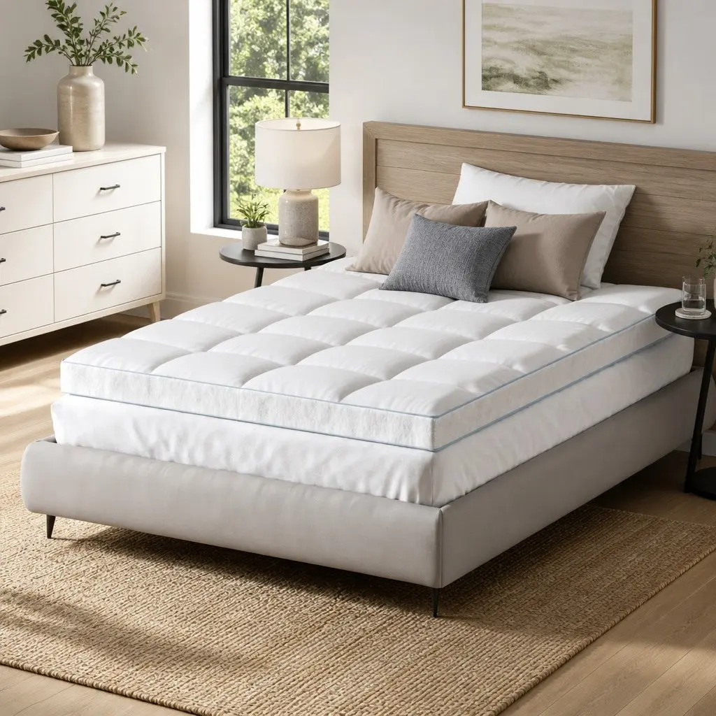 Pillowtop Mattress Topper White 10cm Thick Double Bed Pad Cooling Underlay