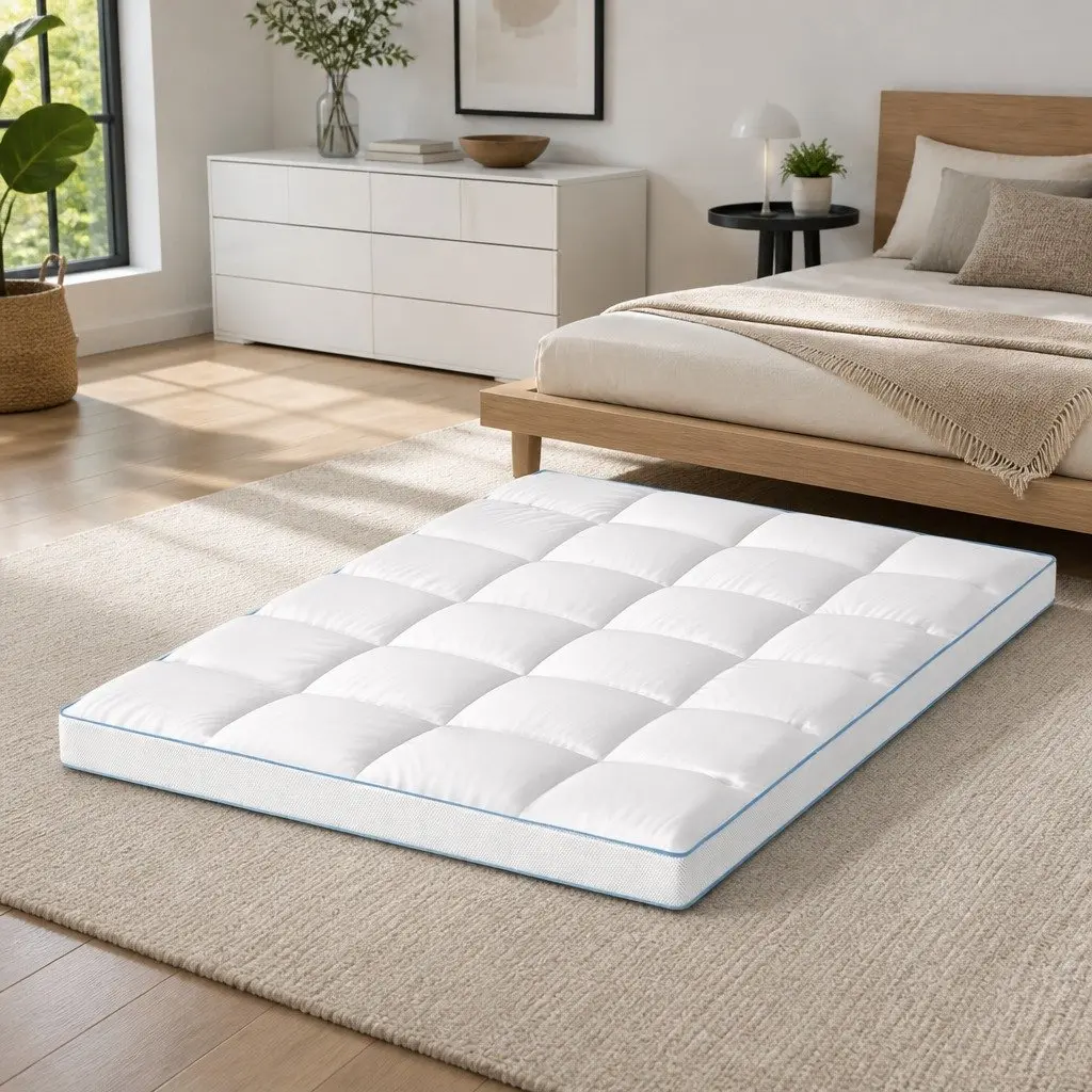 Pillowtop Mattress Topper White 10cm Thick Double Bed Pad Cooling Underlay