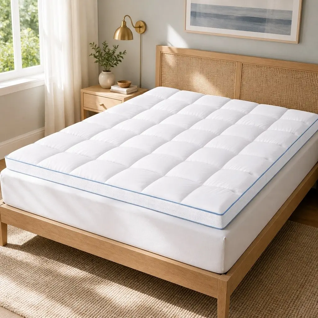 Pillowtop Mattress Topper King 10cm Thick Cooling Bamboo Pad Deep Pocket