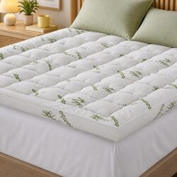 King Pillowtop Mattress Topper 11cm Thick Bamboo Pad Pressure Relief Washable