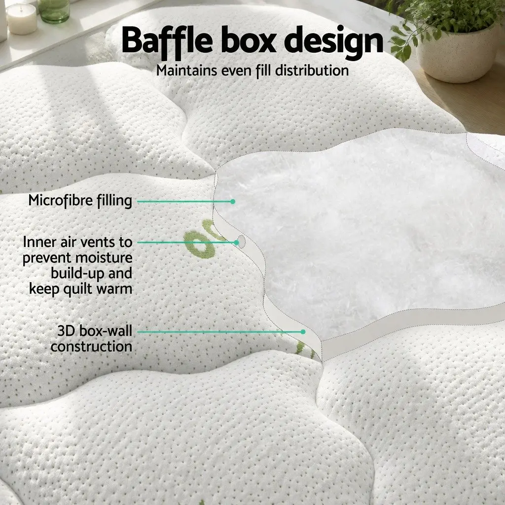 King Mattress Topper White 7.5cm Thick Bamboo Cover Washable