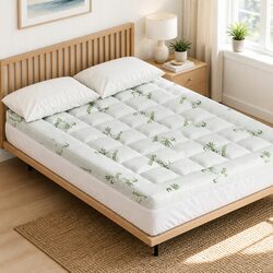 Pillowtop Mattress Topper 7.5cm Thick Queen Bed Protector Bamboo Cover Washable