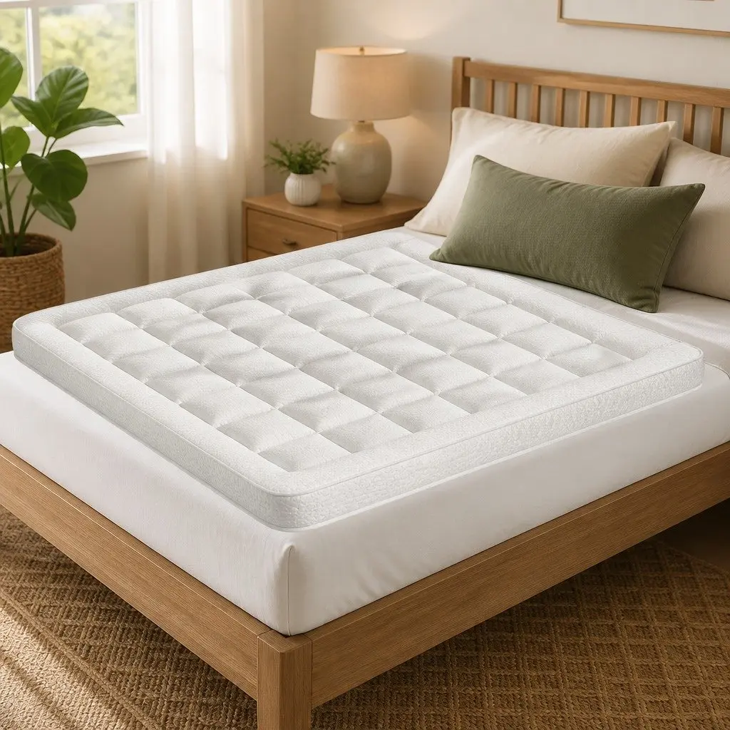Pillowtop Mattress Topper White 7.5cm Thick Bamboo Cover Washable