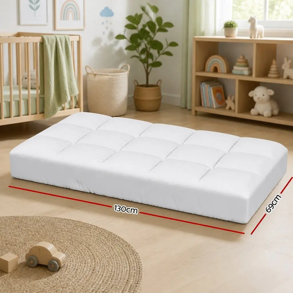 Baby Cot Mattress Topper White 4.5cm Thick Pillowtop Breathable Cooling Sleep Protector
