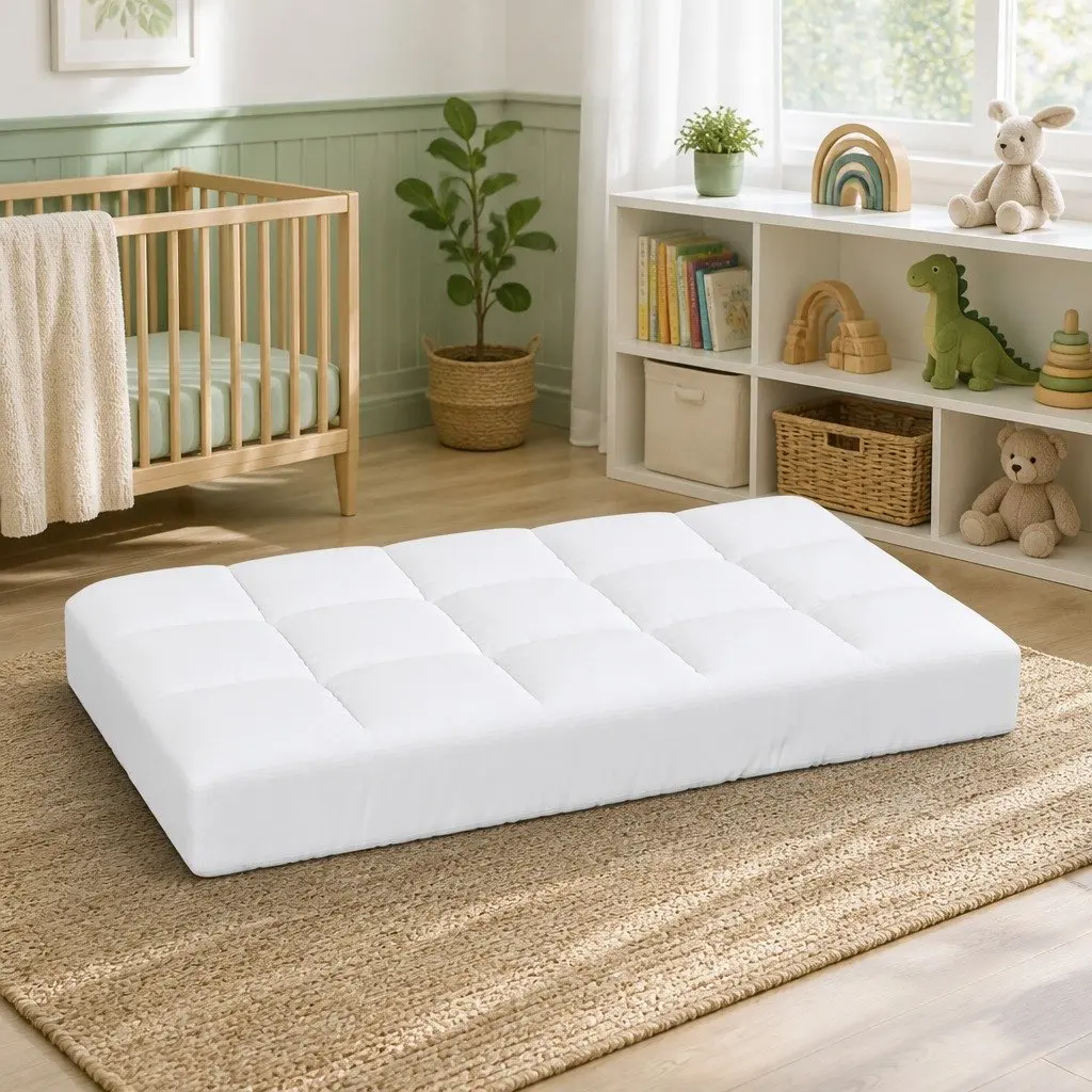 Baby Cot Mattress Topper White 4.5cm Thick Pillowtop Breathable Cooling Sleep Protector