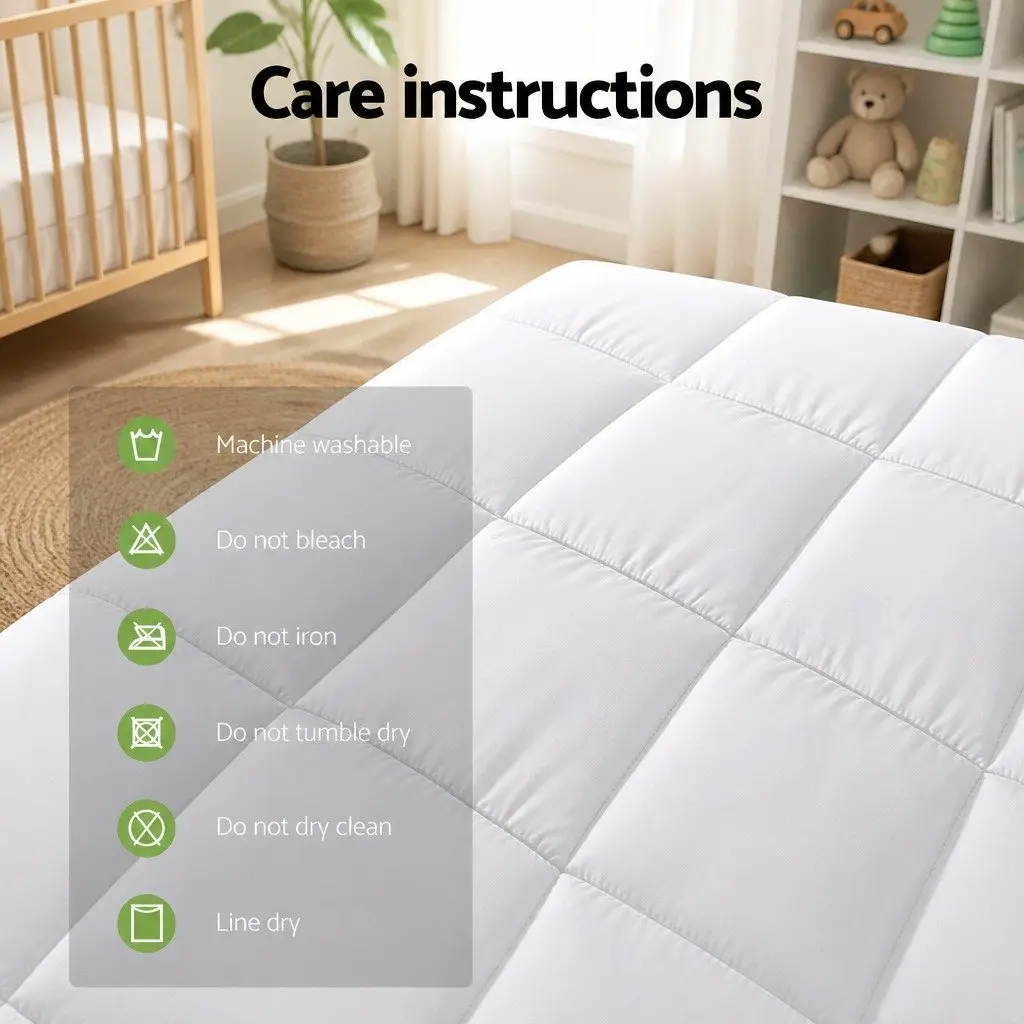 Baby Cot Mattress Topper White 4.5cm Thick Pillowtop Breathable Cooling Sleep Protector