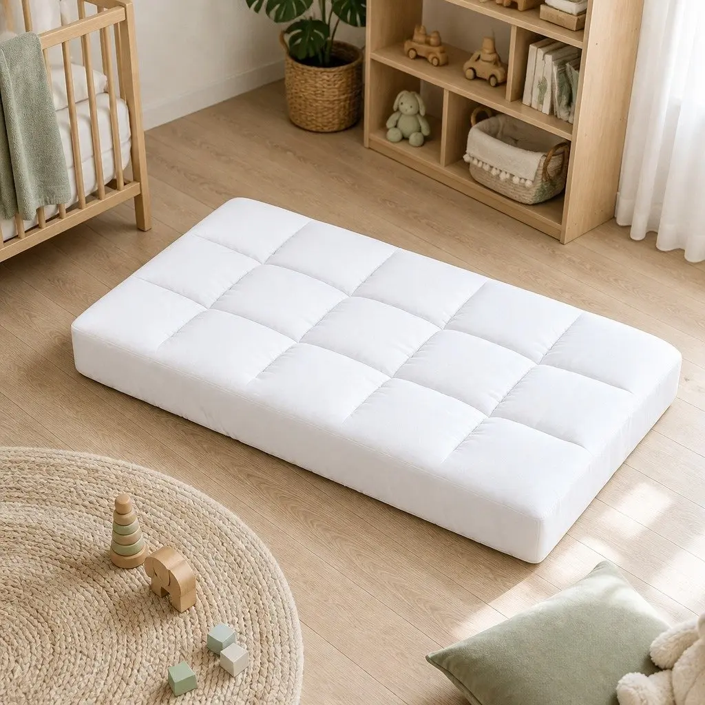 Baby Cot Mattress Topper White 4.5cm Thick Pillowtop Breathable Cooling Sleep Protector