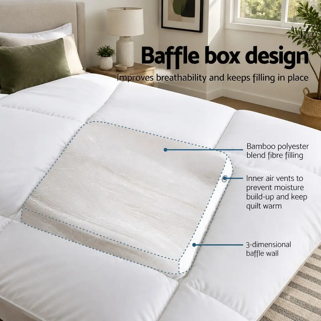 Mattress Topper White King Single 5cm Bamboo Microfibre Breathable Washable Deep