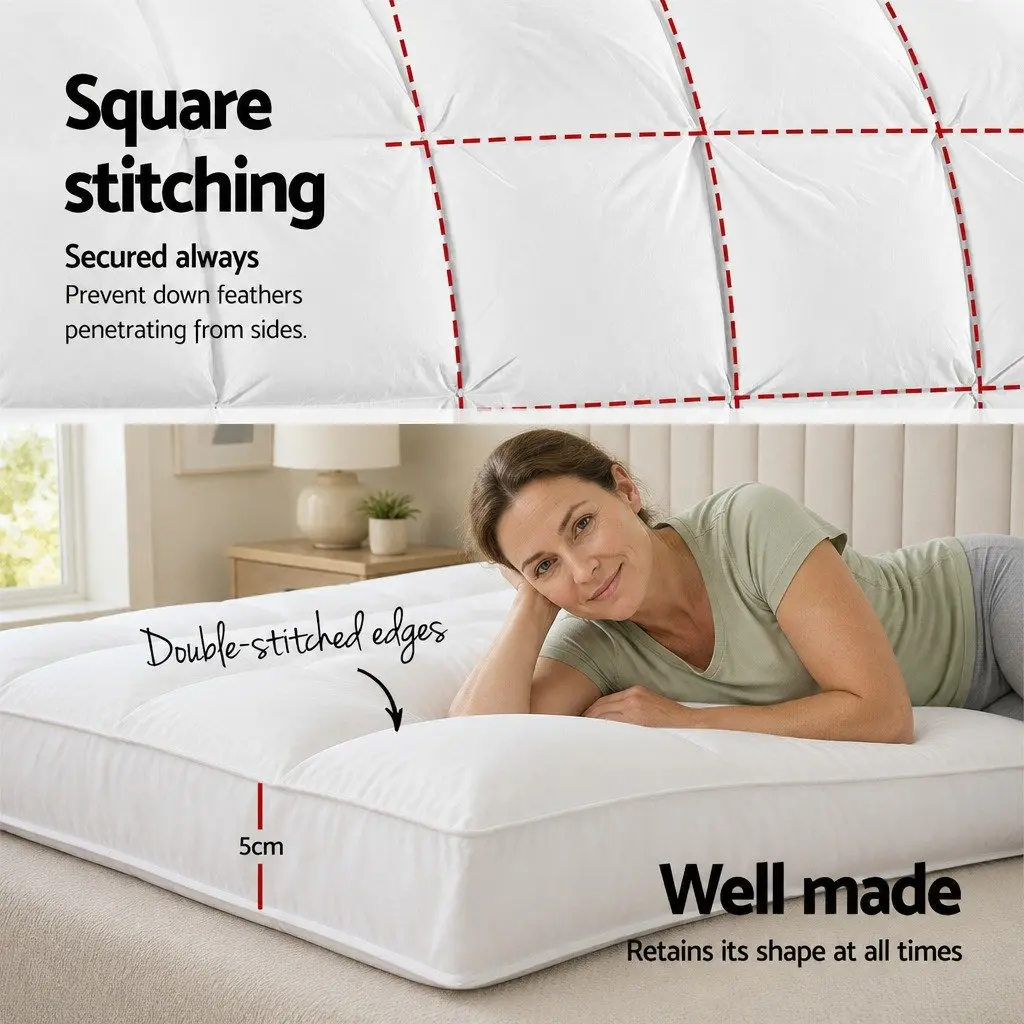 Mattress Topper White King Single 5cm Bamboo Microfibre Breathable Washable Deep