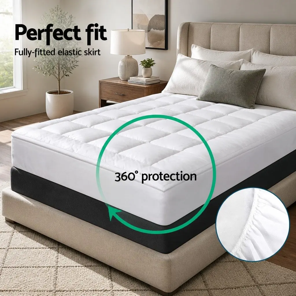 Mattress Topper White King Single 5cm Bamboo Microfibre Breathable Washable Deep