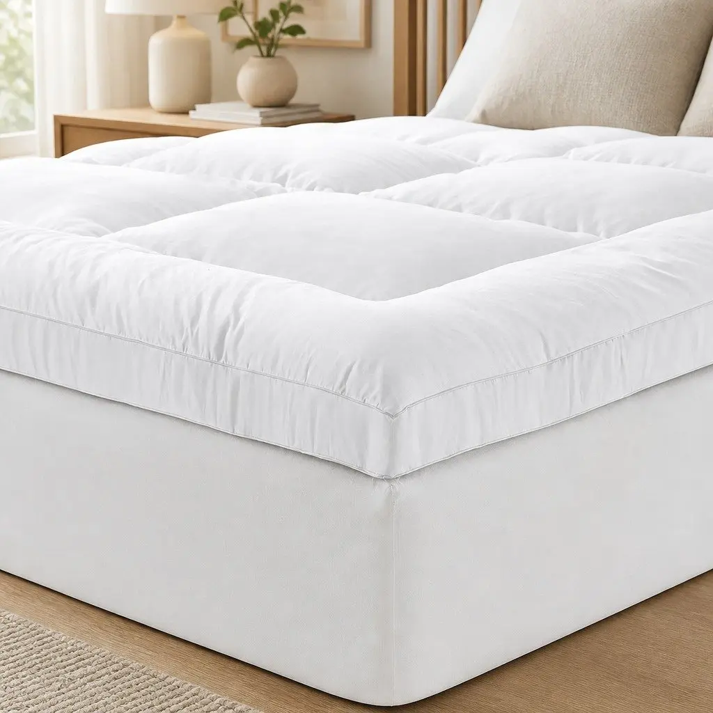 Mattress Topper White King Single 5cm Bamboo Microfibre Breathable Washable Deep