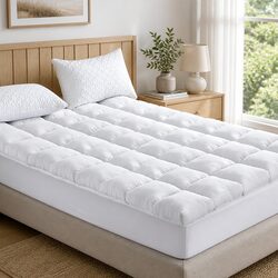 Queen Mattress Topper 5cm Bamboo Pillowtop Pad Pressure Relief Breathable