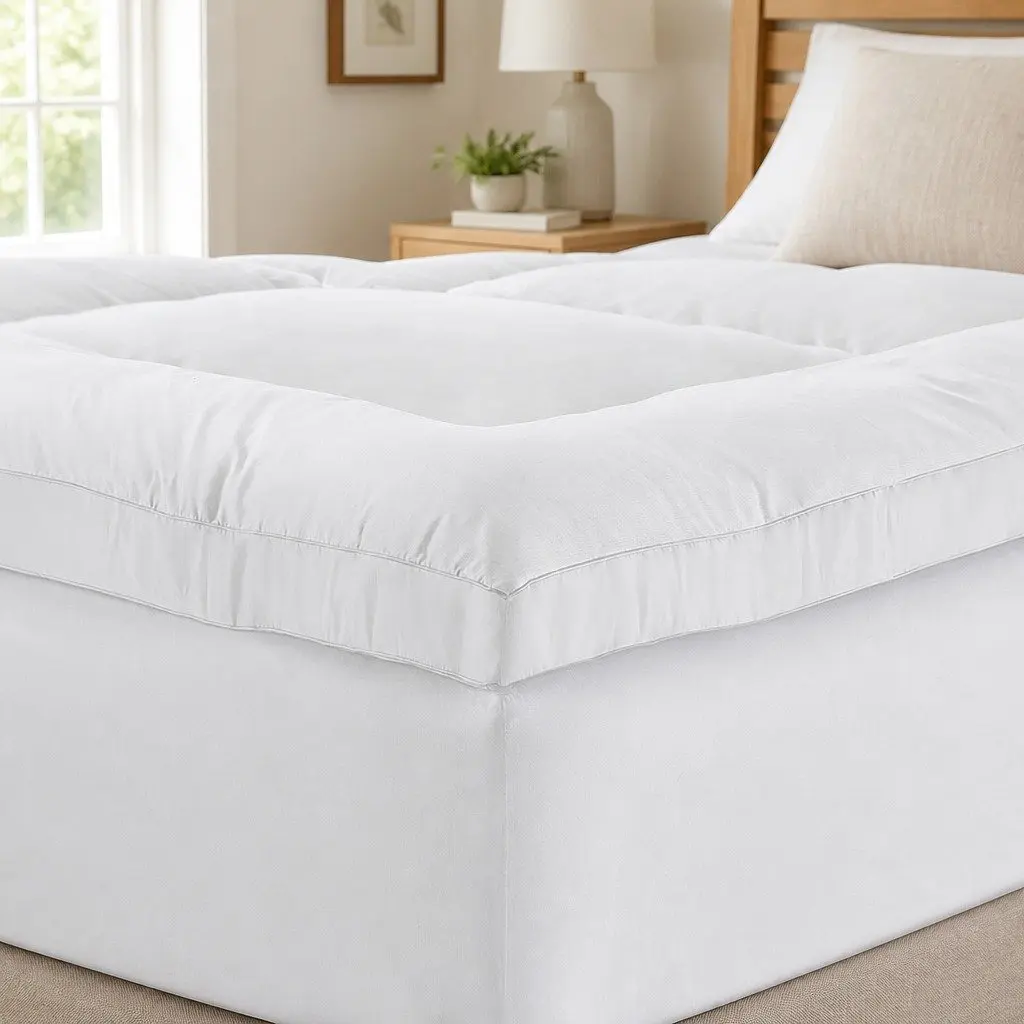 Single Mattress Topper White 5cm Bamboo Microfibre Pillowtop 45cm Deep Pocket