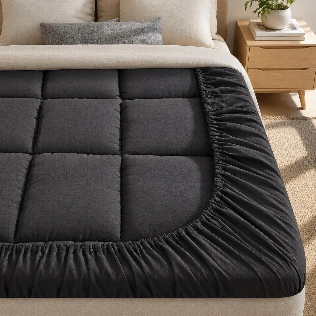 Mattress Topper Grey Double 5cm Thick Cooling Pad Back Pain Relief