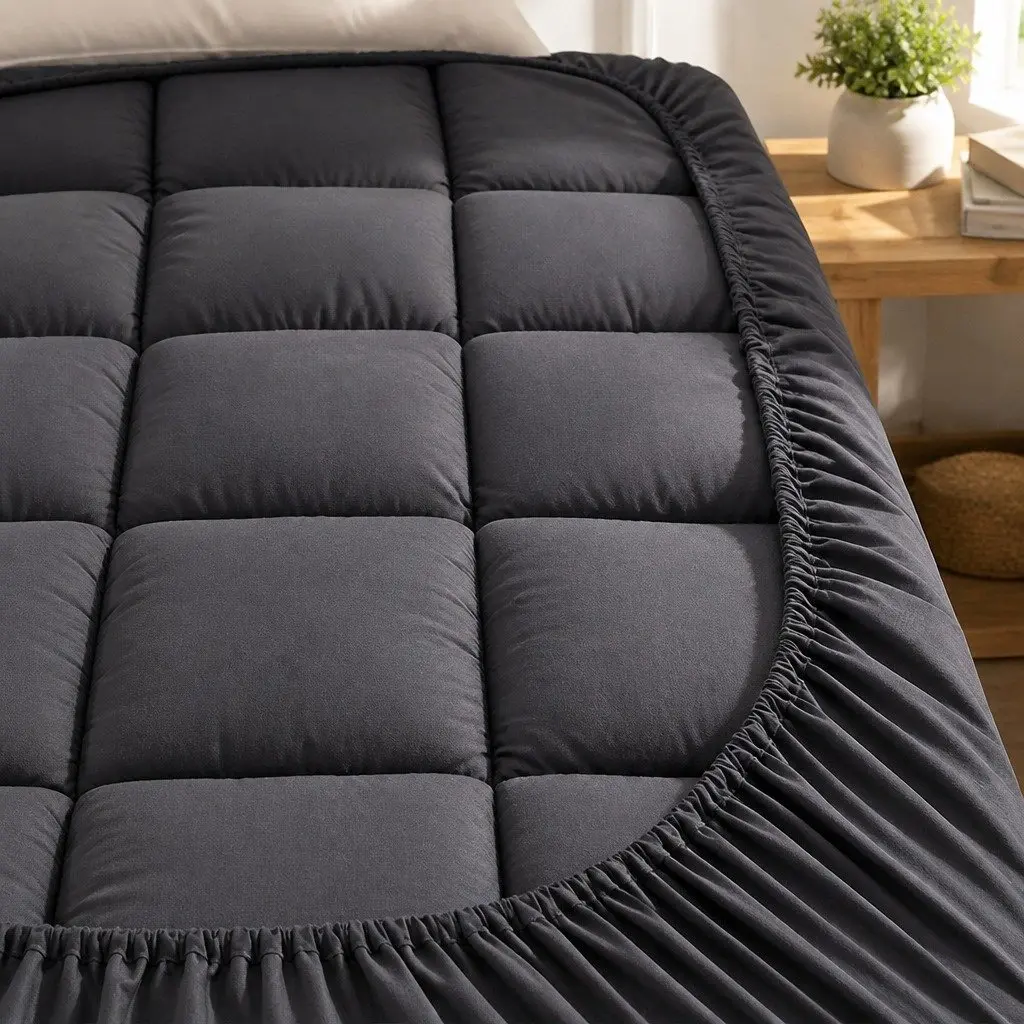 Mattress Topper Grey Single 190x90cm 5cm Thick Pillowtop Deep Pocket
