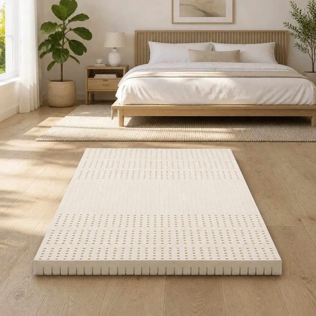 Latex Mattress Topper White King Single 7.5cm Thick 7-Zone Support Pressure Relief