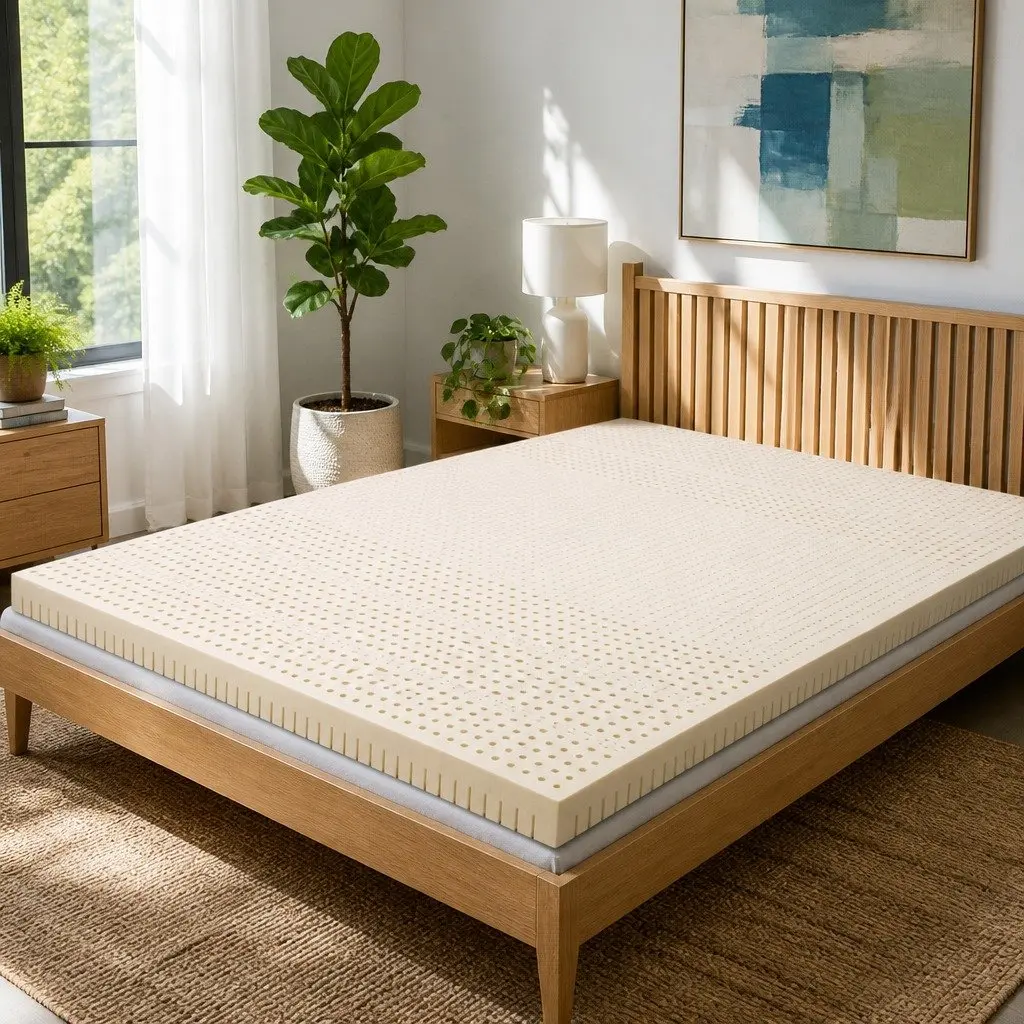 Latex Mattress Topper White King 7.5cm Thick 7-Zone Pressure Relief