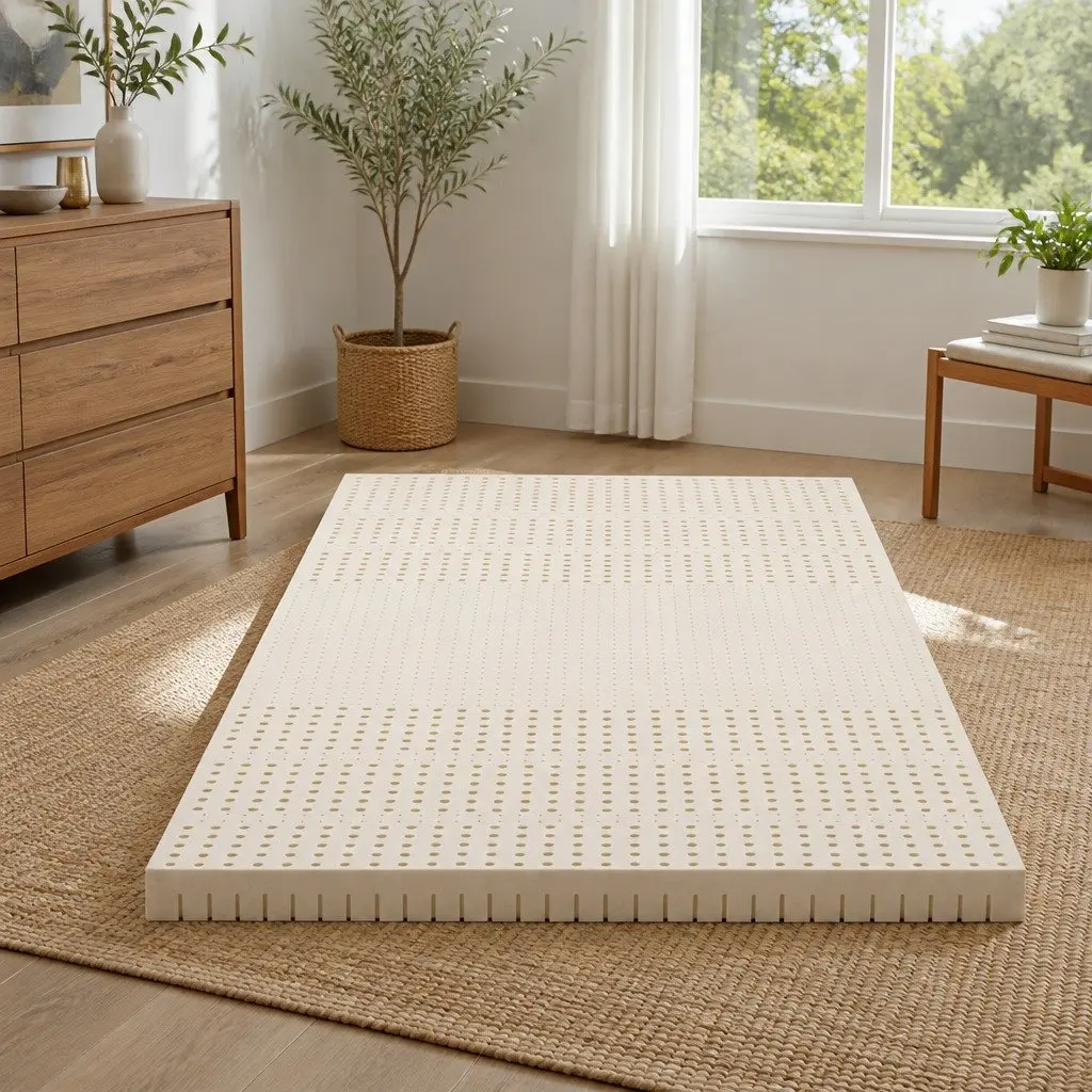 Latex Mattress Topper White Single Bed 7.5cm Thick 7-Zone Support Pressure Relief