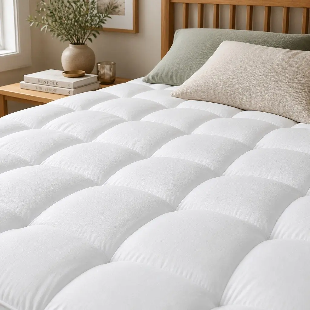 Mattress Topper White King Single 5cm Thick Pillowtop Breathable Microfibre