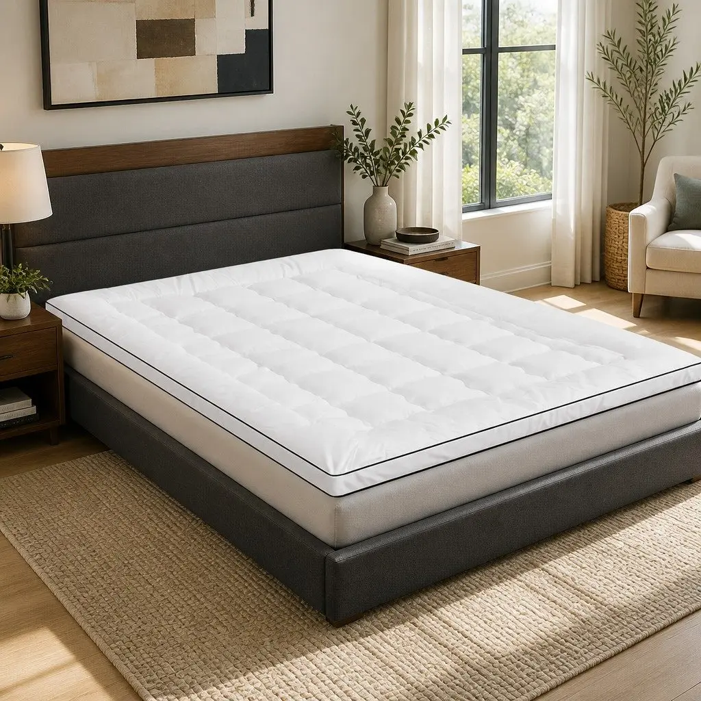 Mattress Topper White Double 5cm Thick Pillowtop Breathable Machine Washable