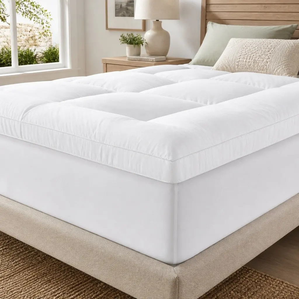 Mattress Topper White Double 5cm Thick Pillowtop Microfibre Filling Fitted