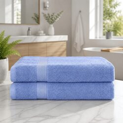2 Pack Bath Sheets Set Extra Large Cotton Towels Blue 180cm x 90cm