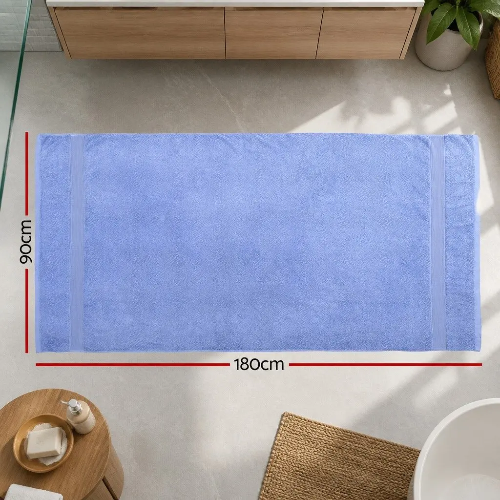 Bath Sheets Set Blue Extra Large Cotton 180cm x 90cm Quick Drying Absorbent 2 Piece